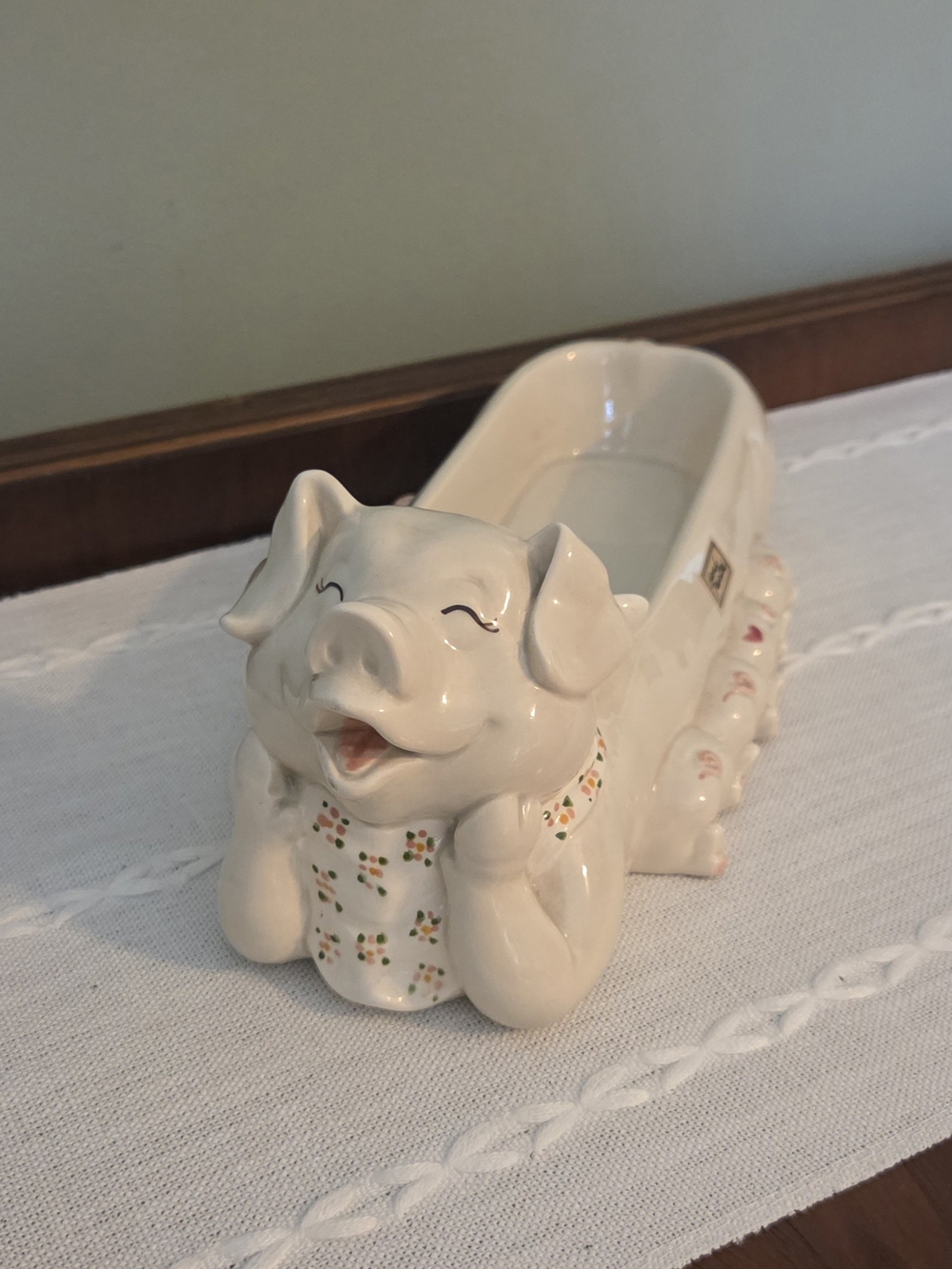 Vintage 1980's Ceramic Fitz & Floyd Japan Pig Cracker Tray